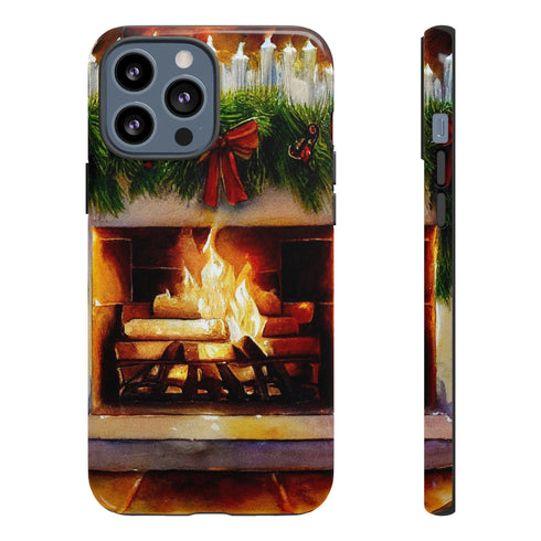 Candles on the Hearth Decorated for Christmas - Impact Resistant Phone Case iPhone 13 Pro Max Glossy